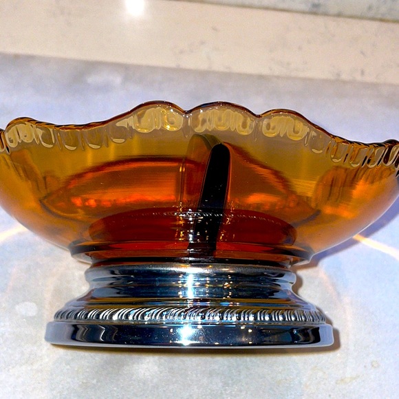 Farber Bros Krome Kraft 3 Part Divided Dish Vintage Amber Excellent Condition - Picture 3 of 6
